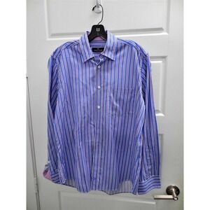 Bugatchi Uomo100% Cotton Multi Purple Pink Blue Stripe‎ Button Down Shirt M